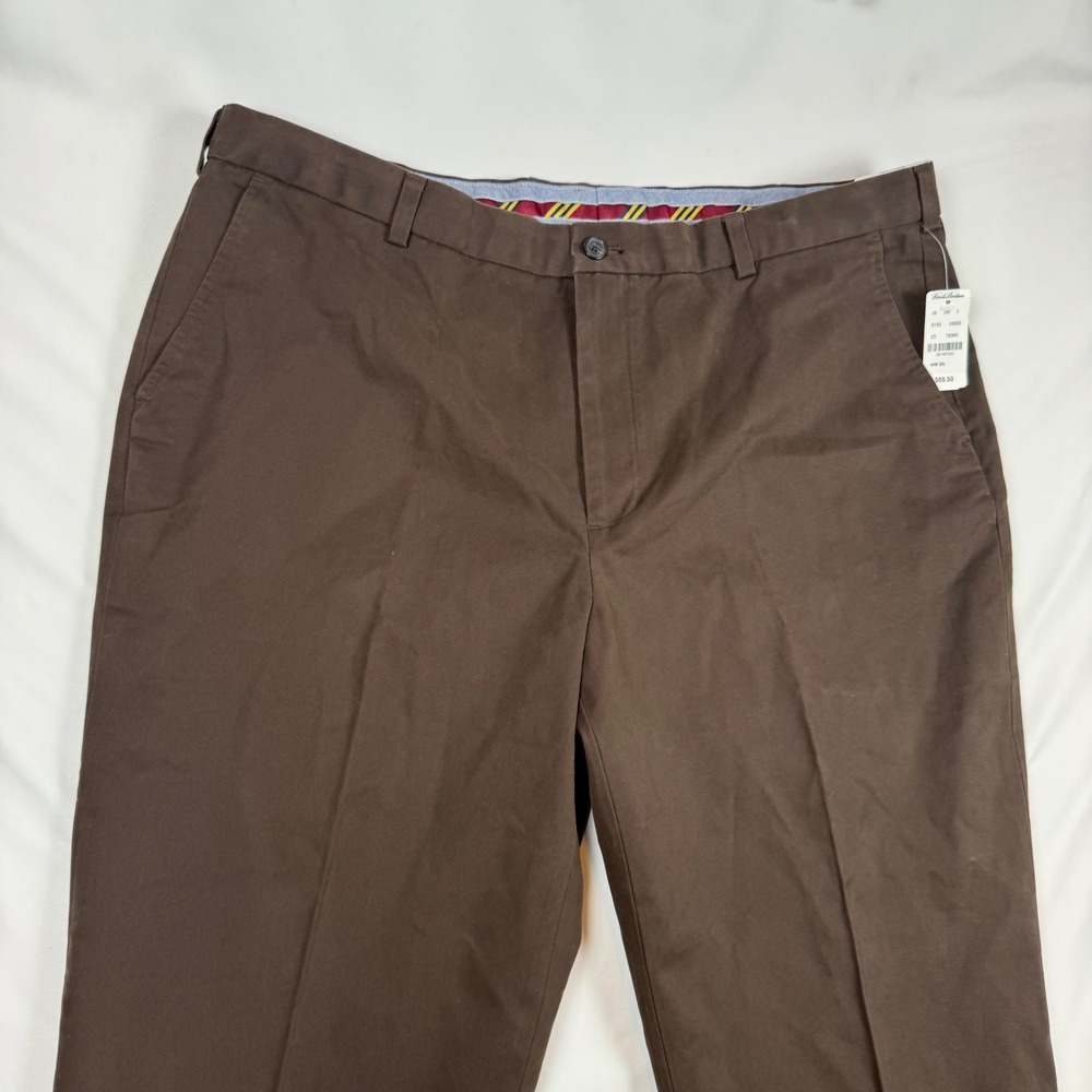 Brooks Brothers Clark Chino Pants Mens 44W 32L Brown Cotton Straight Leg NWT